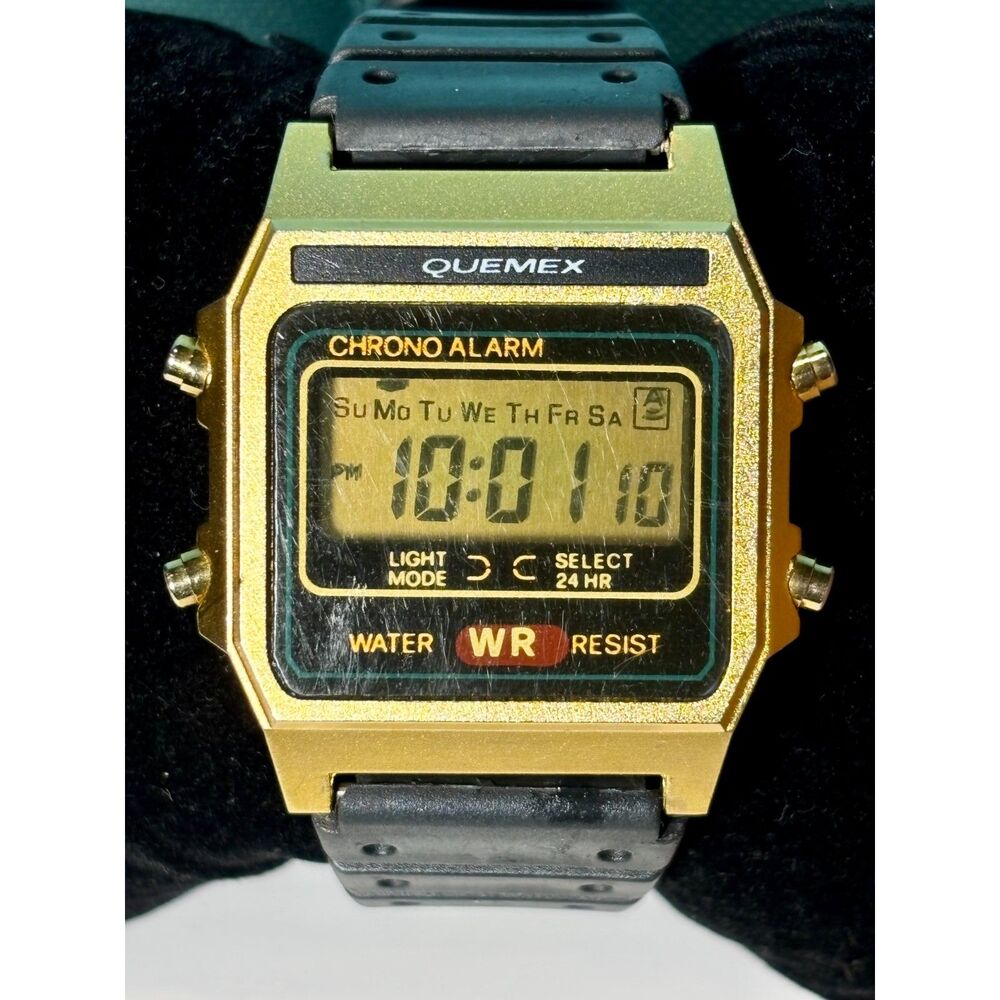 Vintage Gold-Tone Quemex Digital Watch – Fresh Battery!